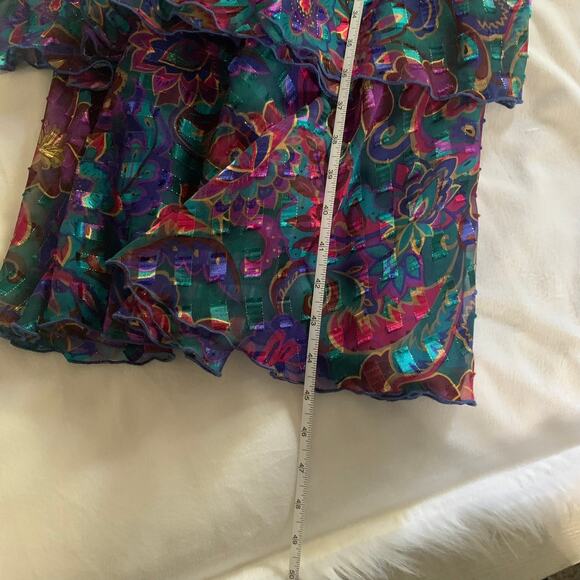 Ann Hobbs for Cattiva Vintage Drop Waist Blue Shimmer Dress 12 - Picture 7 of 8